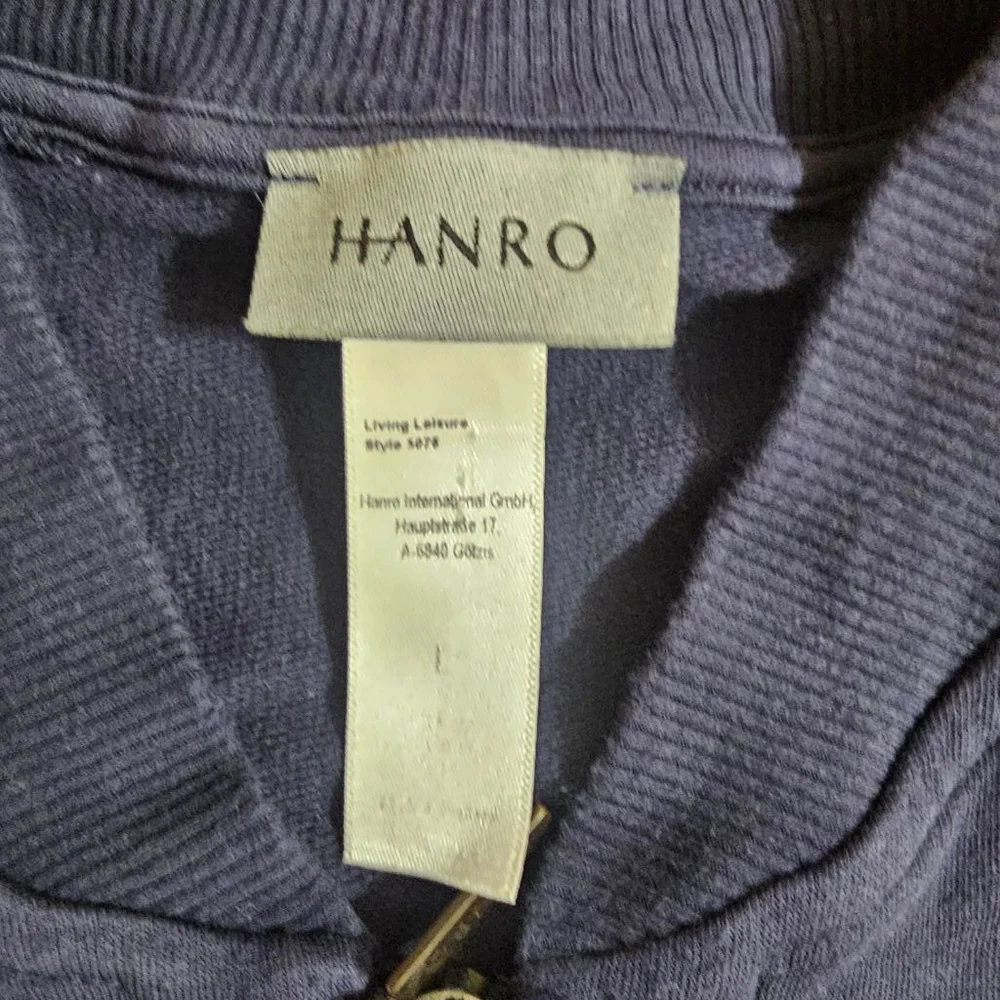HANRO Mens Large Blue Ribbed Zip Up Sweatshirt